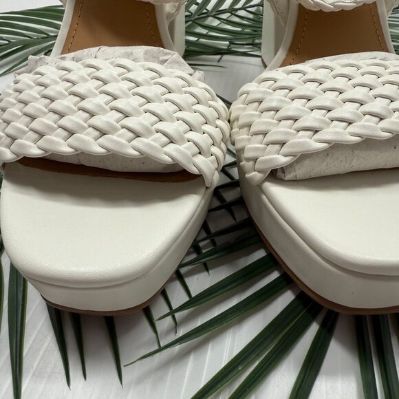 Lisa Vicky Jewel-V Shoes Womens Size 9 Platform Block Heel Sandals Weave PU - Picture 3 of 12